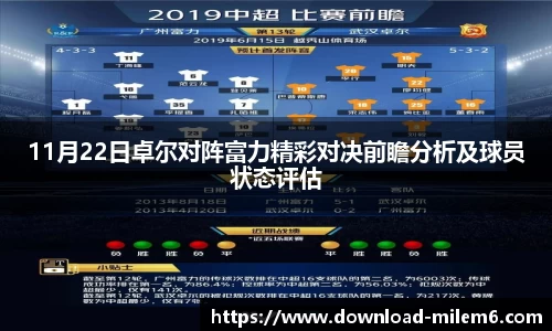 11月22日卓尔对阵富力精彩对决前瞻分析及球员状态评估